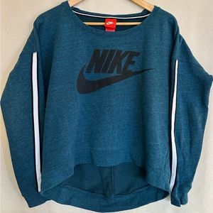 EUC Nike Red Label Teal Sweater with white and black stripe 100% cotton. size: M